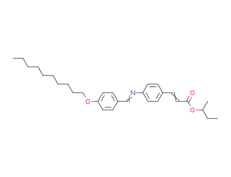 Molecular Structure of 90067-74-6 (2-Propenoic acid, 3-[4-[[[4-(decyloxy)phenyl]methylene]amino]phenyl]-,
1-methylpropyl ester)