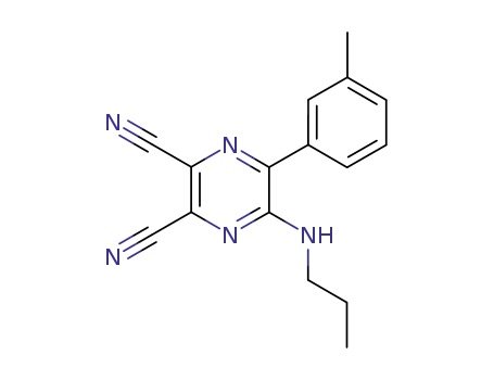 Molecular Structure of 72126-59-1 (2,3-Pyrazinedicarbonitrile, 5-(3-methylphenyl)-6-(propylamino)-)