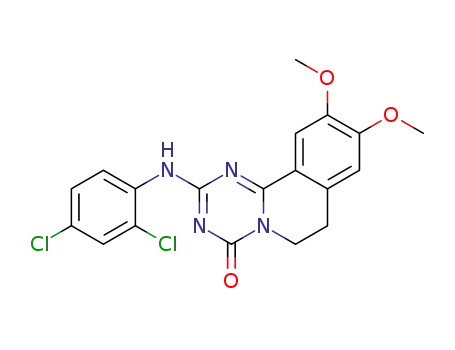 Molecular Structure of 88281-79-2 (4H-1,3,5-Triazino[2,1-a]isoquinolin-4-one,
2-[(2,4-dichlorophenyl)amino]-6,7-dihydro-9,10-dimethoxy-)