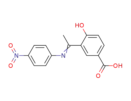 Molecular Structure of 151800-65-6 (Benzoic acid, 4-hydroxy-3-[1-[(4-nitrophenyl)imino]ethyl]-)