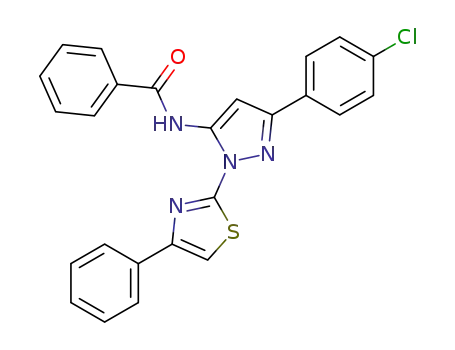 Molecular Structure of 74101-29-4 (N-[5-(4-chlorophenyl)-2-(4-phenyl-1,3-thiazol-2-yl)pyrazol-3-yl]benzam ide)