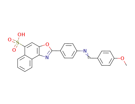 Molecular Structure of 64403-34-5 (Naphth[1,2-d]oxazole-5-sulfonic acid,
2-[4-[[(4-methoxyphenyl)methylene]amino]phenyl]-)