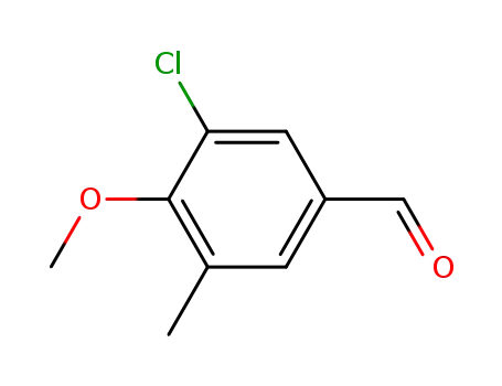 Molecular Structure of 62316-35-2 (Benzaldehyde, 3-chloro-4-methoxy-5-methyl-)