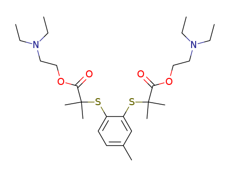 96971-69-6,Propionic acid, 2,2-((4-methyl-o-phenylene)dithio)bis(2-methyl-, bis(2-(diethylamino)ethyl) ester,