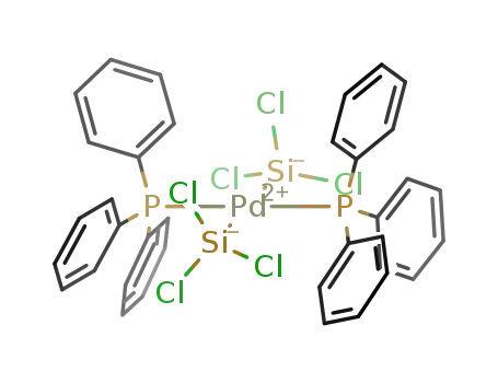 Molecular Structure of 81313-98-6 (Pd(P(C<sub>6</sub>H<sub>5</sub>)3)2(SiCl<sub>3</sub>)2)
