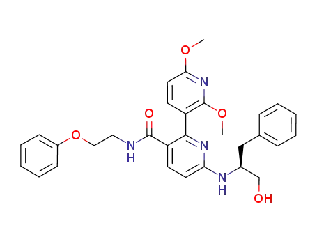 Molecular Structure of 802916-41-2 ([2,3'-Bipyridine]-3-carboxamide, 6-[[(1S)-1-(hydroxymethyl)-2-phenylethyl]amino]-2',6'-dimethoxy-N-(2-phenoxyethyl)-)