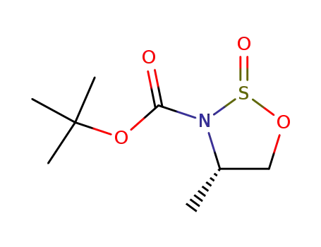 Molecular Structure of 950852-76-3 (tert-butyl (4S)-4-methyl-2-oxido-1,2,3-oxathiazolidin-2-ium-3-carboxylate)