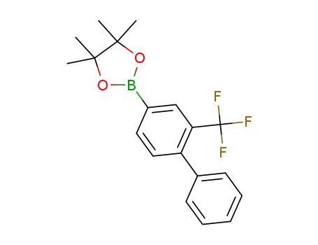 Molecular Structure of 1373522-76-9 (4,4,5,5-tetramethyl-2-(2-(trifluoromethyl)-[1,1'-biphenyl]-4-yl)-1,3,2-dioxaborolane)