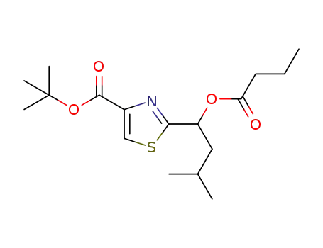Molecular Structure of 1380359-18-1 (rac-tert-butyl 2-(1-(butyryloxy)-3-methylbutyl)thiazole-4-carboxylate)