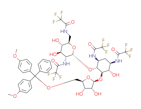 Molecular Structure of 1315508-28-1 (5'-O-(4,4'-dimethoxytrityl)-1,3,2',6'-tetra-N-trifluoroacetylribostamycin)