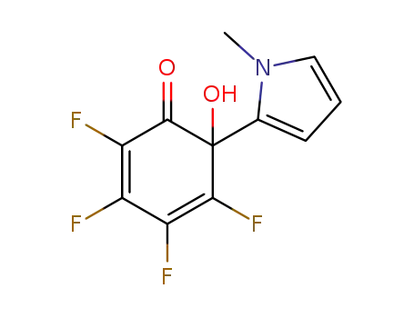 Molecular Structure of 1353670-90-2 (2,3,4,5-tetrafluoro-6-hydroxy-6-(1-methyl-1H-pyrrol-2-yl)-cyclohexa-2,4-dienone)