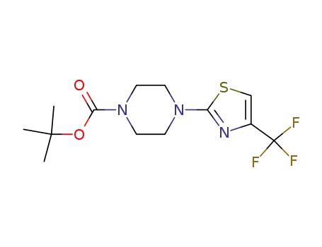 Molecular Structure of 668484-48-8 (1-Piperazinecarboxylicacid, 4-[4-(trifluoromethyl)-2-thiazolyl]-, 1,1-dimethylethyl ester)