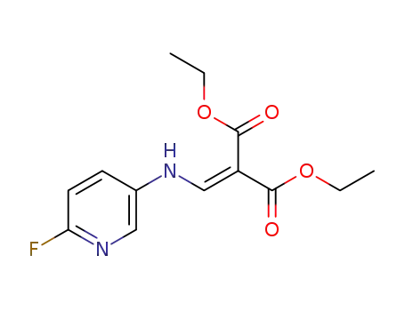 Molecular Structure of 1093114-31-8 (2-(6-fluoro-3-pyridyl)-aminomethylene-malonic acid diethyl ester)