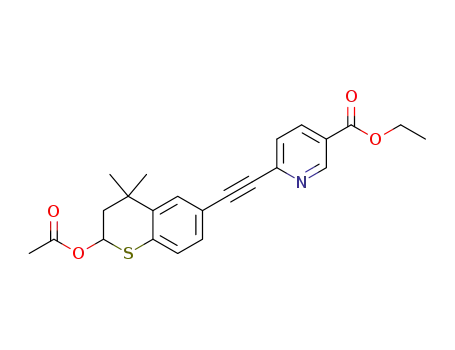 Molecular Structure of 1262228-13-6 (6-(2-acetoxy-4,4-dimethylthiochroman-6-ylethynyl)nicotinic acid ethyl ester)