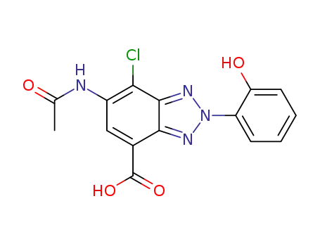 Molecular Structure of 1426244-95-2 (6-acetylamino-7-chloro-2-(2-hydroxyphenyl)-2H-benzotriazole-4-carboxylic acid)