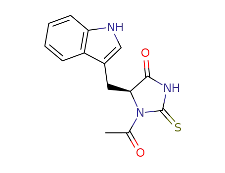 Molecular Structure of 182002-62-6 ((S)-5-((1H-indol-3-yl)methyl)-1-acetyl-2-thioxoimidazolidin-4-one)