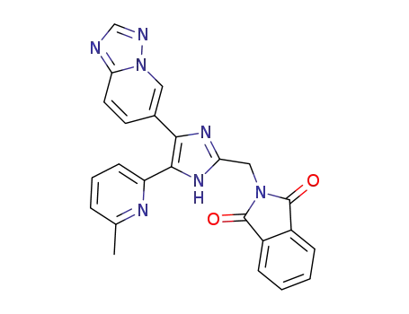 Molecular Structure of 1607465-42-8 (2-((4-([1,2,4]triazolo[1,5-a]pyridin-6-yl)-5-(6-methylpyridin-2-yl)-1H-imidazol-2-yl)methyl)isoindoline-1,3-dione)