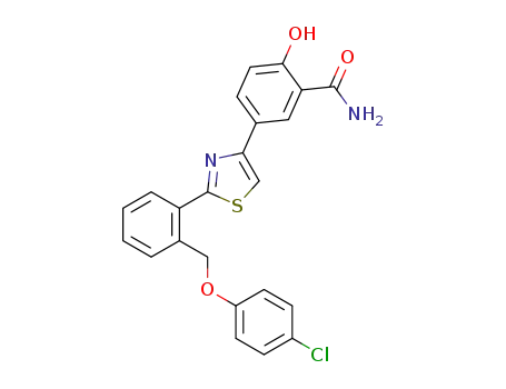 Molecular Structure of 1397689-13-2 (4-(3-carboxamido-4-hydroxyphenyl)-2-[(4-chlorophenoxymethyl)phenyl]-[1,3]-thiazole)