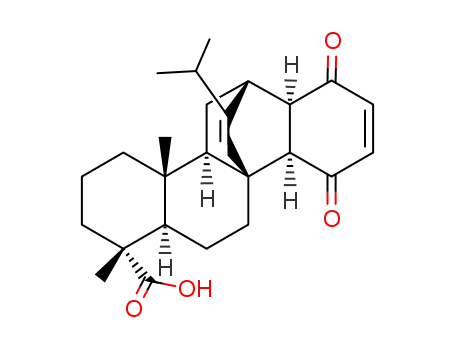 Molecular Structure of 22422-38-4 (1H-4b,12-Ethenochrysene-7-carboxylicacid,4,4a,5,6,6a,7,8,9,10,10a,10b,11,12,12a-tetradecahydro-7,10a-dimethyl-13-(1-methylethyl)-1,4-dioxo-,(4aR,4bS,6aR,7R,10aR,10bR,12R,12aR)-)