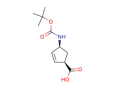 Molecular Structure of 108999-93-5 ((+)-(1R,4S)-N-BOC-4-AMINOCYCLOPENT-2-ENECARBOXYLIC ACID)