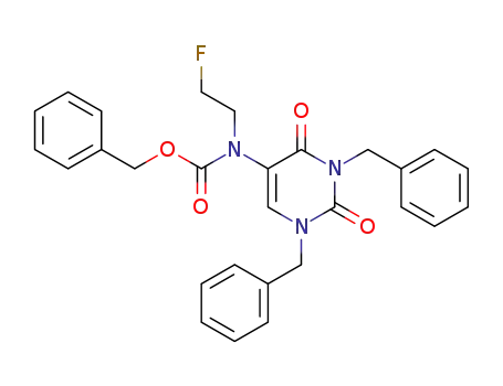 Molecular Structure of 16869-85-5 (benzyl (1,3-dibenzyl-2,4-dioxo-1,2,3,4-tetrahydropyrimidin-5-yl)(2-fluoroethyl)carbamate)