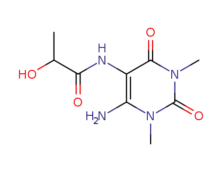 Molecular Structure of 100144-13-6 (Lactamide,  N-(6-amino-1,2,3,4-tetrahydro-1,3-dimethyl-2,4-dioxo-5-pyrimidinyl)-  (6CI))