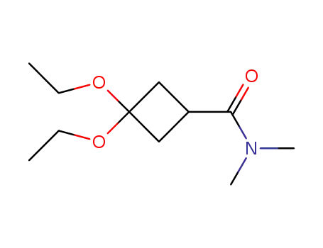 Molecular Structure of 100050-26-8 (Cyclobutanecarboxamide, N,N-dimethyl-3-oxo-, diethyl acetal (6CI))