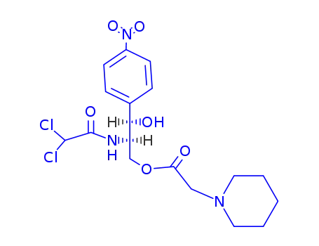Molecular Structure of 100173-35-1 (2-[(dichloroacetyl)amino]-3-hydroxy-3-(4-nitrophenyl)propyl piperidin-1-ylacetate)