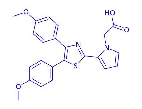 Molecular Structure of 101001-72-3 ({2-[4,5-bis(4-methoxyphenyl)-1,3-thiazol-2-yl]-1H-pyrrol-1-yl}acetic acid)
