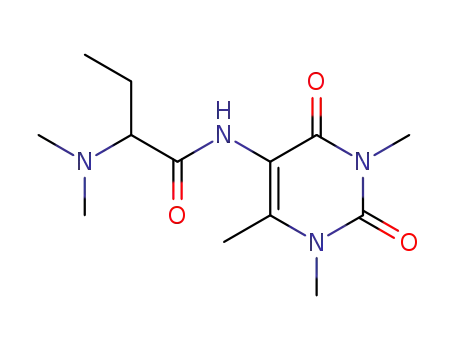 Molecular Structure of 100531-83-7 (2-(dimethylamino)-N-(1,3,6-trimethyl-2,4-dioxo-1,2,3,4-tetrahydropyrimidin-5-yl)butanamide)