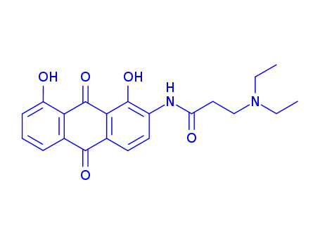 Molecular Structure of 100495-89-4 (N-(1,8-dihydroxy-9,10-dioxo-9,10-dihydroanthracen-2-yl)-N~3~,N~3~-diethyl-beta-alaninamide)