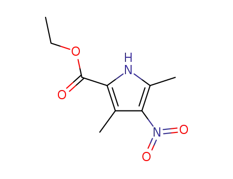 Molecular Structure of 5463-44-5 (1H-Pyrrole-2-carboxylic acid, 3,5-dimethyl-4-nitro-, ethyl ester)