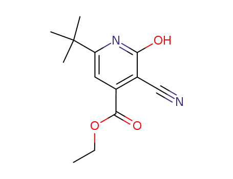 Molecular Structure of 100616-09-9 (ETHYL 6-(TERT-BUTYL)-3-CYANO-2-HYDROXYISONICOTINATE)