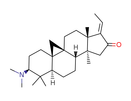 Molecular Structure of 10088-21-8 ((17E)-3β-(Dimethylamino)-4,4,14-trimethyl-9β,19-cyclo-5α-pregn-17(20)-en-16-one)