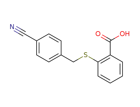 Molecular Structure of 100961-52-2 (2-(4-CYANO-BENZYLSULFANYL)-BENZOIC ACID)