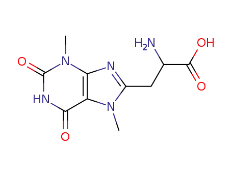Molecular Structure of 10154-08-2 (3-(3,7-dimethyl-2,6-dioxo-2,3,6,7-tetrahydro-1H-purin-8-yl)alanine)