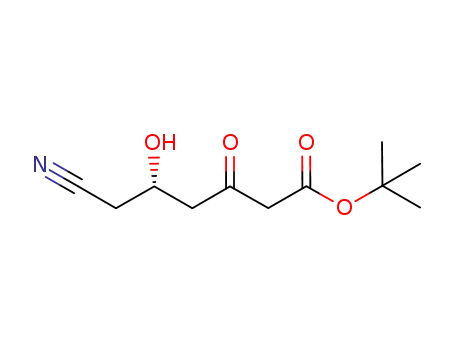 Molecular Structure of 312745-90-7 (tert-butyl (5S)-6-cyano-5-hydroxy-3-oxohexanoate)