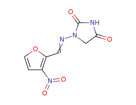 Molecular Structure of 10130-66-2 (1-{[(E)-(3-nitrofuran-2-yl)methylidene]amino}imidazolidine-2,4-dione)