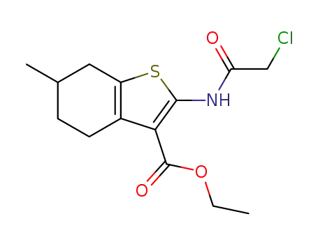 Molecular Structure of 76981-87-8 (2-(2-CHLORO-ACETYLAMINO)-6-METHYL-4,5,6,7-TETRAHYDRO-BENZO[B]THIOPHENE-3-CARBOXYLIC ACID ETHYL ESTER)