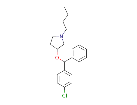 Molecular Structure of 102446-17-3 (1-butyl-3-[(4-chlorophenyl)-phenyl-methoxy]pyrrolidine)
