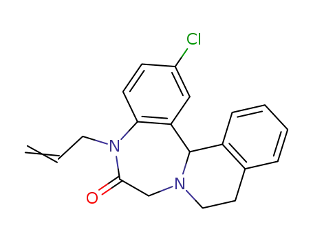 Molecular Structure of 10256-57-2 (2-chloro-5-(prop-2-en-1-yl)-5,9,10,14b-tetrahydroisoquino[2,1-d][1,4]benzodiazepin-6(7H)-one)