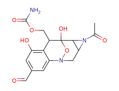 Molecular Structure of 102409-49-4 ((1-acetyl-5-formyl-7,9-dihydroxy-1,1a,2,8,9,9a-hexahydro-3,9-epoxyazireno[2,3-c][1]benzazocin-8-yl)methyl carbamate)