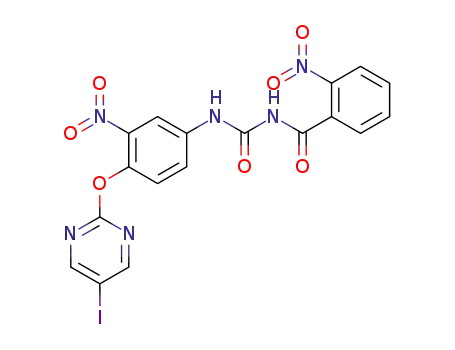 Molecular Structure of 103828-99-5 (N-({4-[(5-iodopyrimidin-2-yl)oxy]-3-nitrophenyl}carbamoyl)-2-nitrobenzamide)