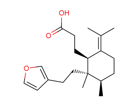 Molecular Structure of 102904-60-9 ((1R,1α)-2β-[2-(3-Furanyl)ethyl]-2,3α-dimethyl-6-(1-methylethylidene)cyclohexanepropionic acid)