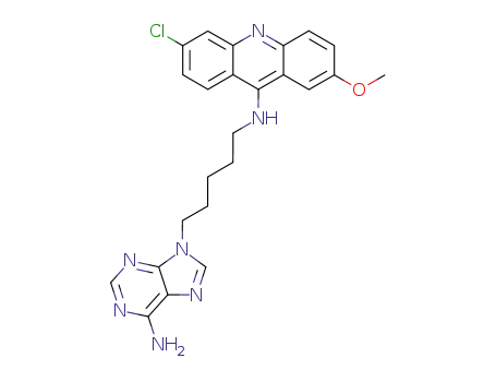 Molecular Structure of 103061-92-3 (N-[5-(6-amino-9H-purin-9-yl)pentyl]-6-chloro-2-methoxyacridin-9-amine)