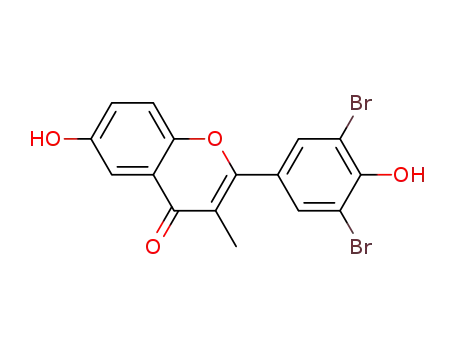 Molecular Structure of 104567-72-8 (4H-1-Benzopyran-4-one, 2-(3,5-dibromo-4-hydroxyphenyl)-6-hydroxy-3-met hyl-)