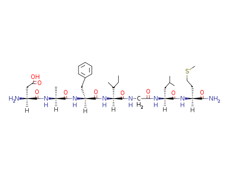 10465-12-0,eledoisin C-terminal heptapeptide,Methioninamide,L-aspartyl-L-alanyl-L-phenylalanyl-L-isoleucylglycyl-L-leucyl-, L- (7CI)