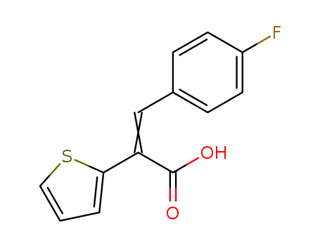 Molecular Structure of 104314-04-7 (3-(4-FLUORO-PHENYL)-2-THIOPHEN-2-YL-ACRYLIC ACID)