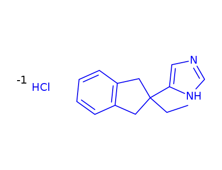 Molecular Structure of 104075-48-1 (1H-Imidazole, 4-(2-ethyl-2,3-dihydro-1H-inden-2-yl)-, monohydrochloride)