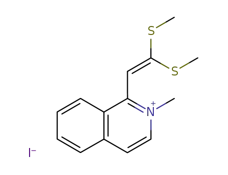 Molecular Structure of 104664-38-2 (1-[2,2-bis(methylsulfanyl)ethenyl]-2-methylisoquinolinium iodide)